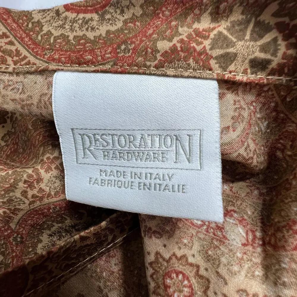 RESTORATION HARDWARE Italian Cypress ONE Euro Sham Paisley Cotton Brown Red